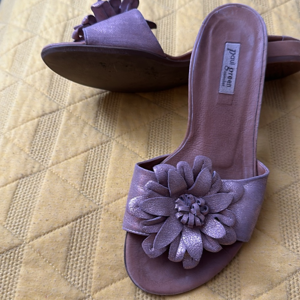 Women's Copper Metallic Floral Sandals by Paul Green Made in Austria - Picture 8 of 9